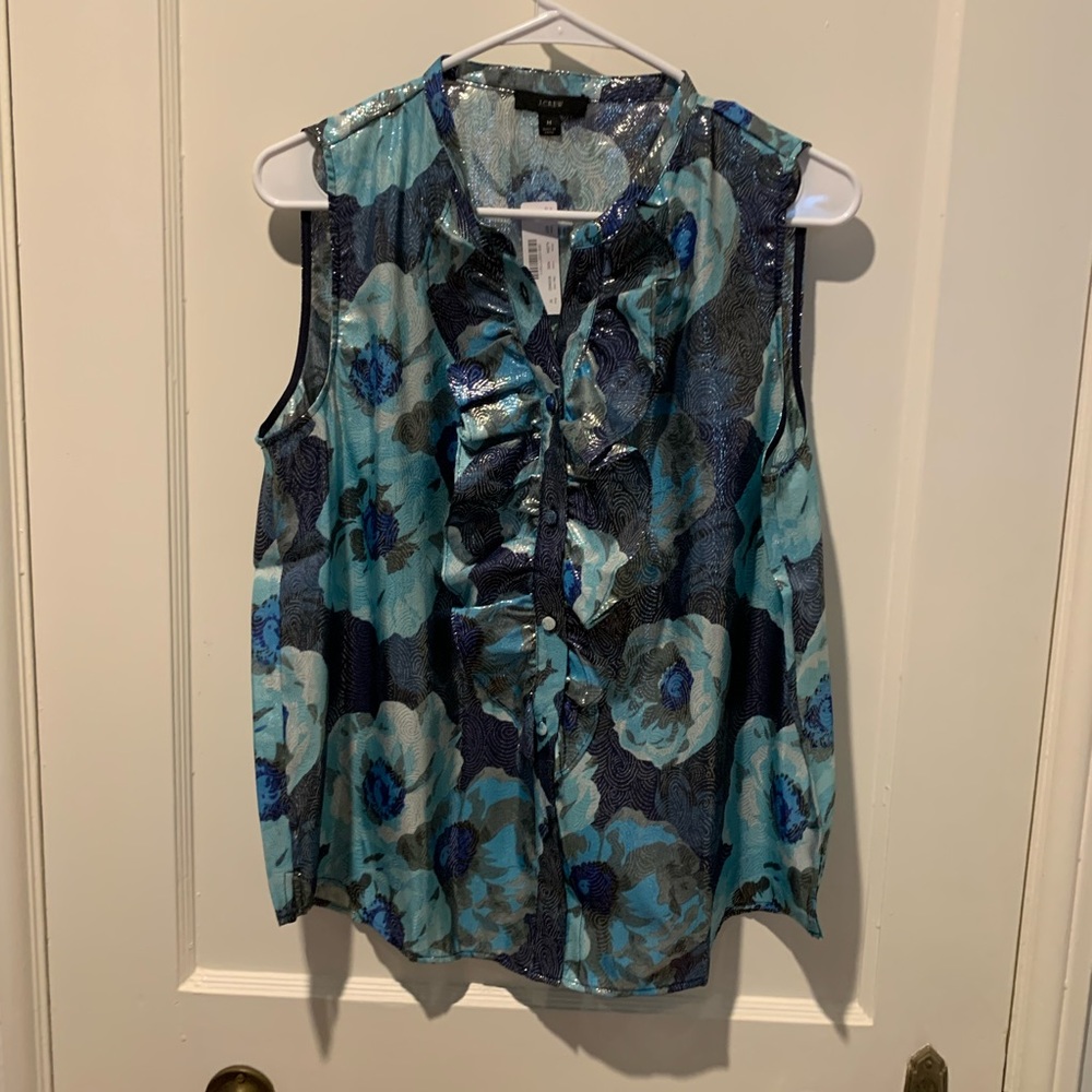J. Crew blue printed top
